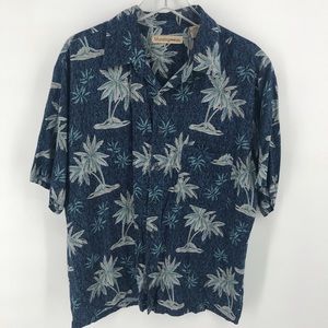 Munsingwear Blue Palm Trees Button up Mens L